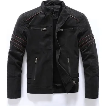 Pánská větrovka Pánská kožená bunda F1070 černá M