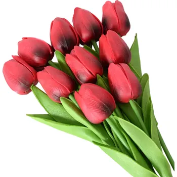 umělá květina Umělé květiny na dekoraci 3 ks Sada umělých tulipánů Dekorativní květiny červená