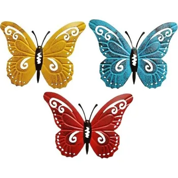 Zahradní dekorace Nástěnná dekorace motýl 3 ks