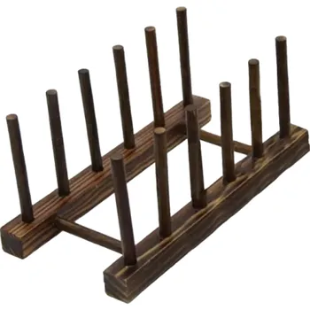 Stojan na víno Dřevěný stojan na talíře Dřevěný organizér do kuchyně Kuchyňský organizér Odkapávač na nádobí 23 x 11,5 cm tmavě hnědá