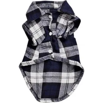 Obleček pro psa Kostkovaná košile pro psy tmavě modrá S