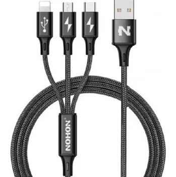 Datový kabel Nabíjecí USB kabel pro Micro USB / USB-C / Lightning černá