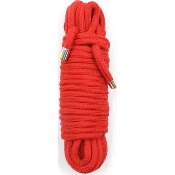 Bavlněný BDSM provaz o délce 5 metrů, šířka 0,85 cm, s kovovými konci, ideální pro bondage, svazování a další techniky Diskrétní balení červená