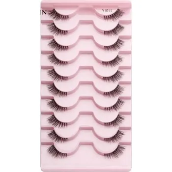 Sada 10 párů umělých řas Poloviční umělé řasy Sada na prodloužení řas Přirozeně vypadající umělé nalepovací řasy 10