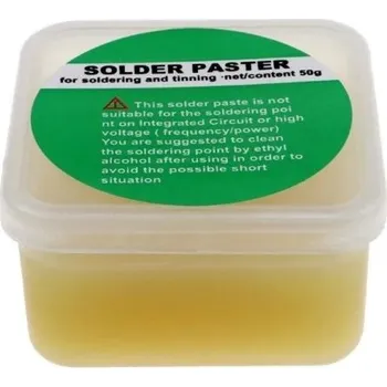 Páječka Pájecí pasta 50 g pro čipové spoje PCB žlutá barva tavidlo na bázi kalafuny vysoká vodivost hladký povrch bez zbytků