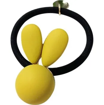 Gumička do vlasů s ozdobou žlutá