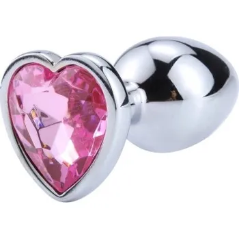 Vibrátor Kovový anální kolík se srdcem velikost L 4 x 9 cm luxusní ozdoba s krystalem diskrétní balení růžová