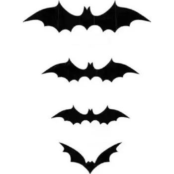 Karnevalový doplněk Halloweenská dekorace netopýr Voděodolná nálepka na zeď černý netopýr 3D černá samolepka na zeď různých velikostí Strašidelná dekorační rekvizita Halloweenská výzdoba 60 ks