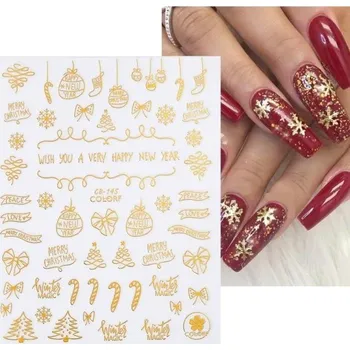 Umělé nehty Vánoční 3D samolepky na nehty N982 2
