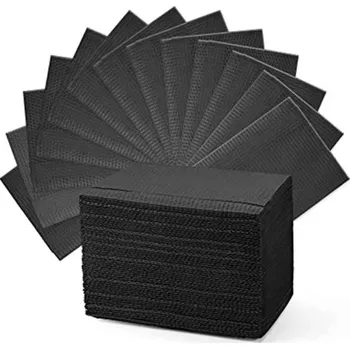 Sada 125 ks černých jednorázových papírových utěrek s voděodolnou vrstvou 45x33 cm Hygienické ubrousky