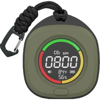 Detektor CO 4v1 Přenosný detektor CO CO2 Teploměr Vlhkoměr Cestovní Monitor kvality vzduchu Magnet USB-C Dobíjecí 1000mAh Outdoor LCD displej zelená