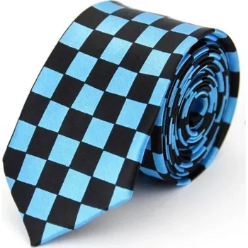 Kravata Tenká šachovnicová barevná kravata 145 x 5 cm Stylová unisex kravata Moderní vzorovaná vázanka Módní doplněk pro muže i ženy na formální i neformální akce modrá