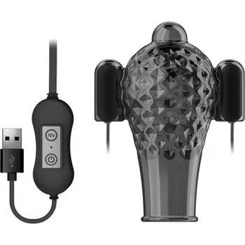 Vibrátor Silikonový vibrační pánský masturbátor s 20 režimy vibrací a USB ovládáním 10,4x5,2 cm diskrétní balení