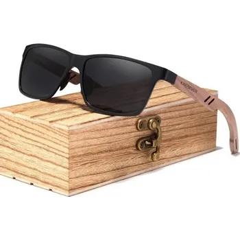 Sluneční brýle Pánské dřevěné sluneční brýle E2043 černá