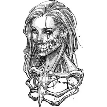 Odstranitelné tetování Dočasné vodotěsné dámské tetování 11,5 x 21 cm Dámská kostra Realistický motiv Výdrž až 15 dní Snadná aplikace Tetování na tělo