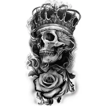 Odstranitelné tetování Dočasné vodotěsné tetování 11,5 x 21 cm Lebka s královskou korunou Moderní realistický motiv Výdrž až 15 dní Snadná aplikace Tetování na tělo