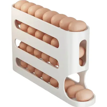 Úložný box Automatický stojan do lednice Držák a zásobník na vejce Skladovací box Organizér na vejce Praktický úložný systém 18 x 33 x 7 cm