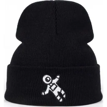 Pokrývka hlavy Zimní černá čepice s kosmonautem