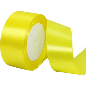 Balící papír Stuha 4 cm 22 m saténová Lesklá dekorační stužka na balení dárků Svatební dekorace Kreativní tvoření Výroba ozdob Ozdobná stužka žlutá