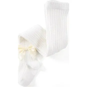Dívčí punčochy s mašlí bílá 1-2 roky