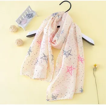 Šála Dívčí jarní/podzimní šála s potiskem J884 béžova