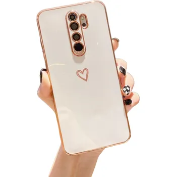 Pouzdro na mobilní telefon Ochranný kryt se srdíčkem pro Xiaomi Redmi Note 9S bílá
