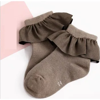 Dívčí ponožky s volánky khaki 2-4 roky