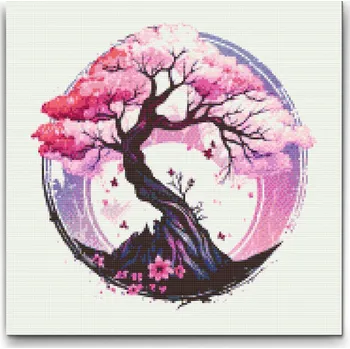 Diamantové malování Diamantové malování - Barevný sakura bonsai Velikost: 50x50cm, Rámování: Pouze srolované plátno, Diamanty: Čtvercové