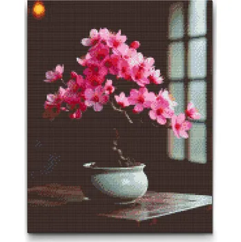 Diamantové malování Diamantové malování - Sakura bonsai Velikost: 30x40cm, Rámování: Pouze srolované plátno, Diamanty: Kulaté