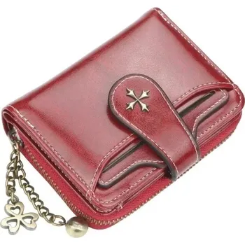 Peněženka Kožená peněženka s logem kříže, přívěšky na zipu a praktickým uspořádáním dvojitá kapsa na mince, 7 slotů na karty a odnímatelný slot na kartu. červená