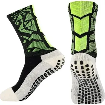 Fotbalové ponožky unisex EUR 38-45 protiskluzové sportovní ponožky na běhání elastické ponožky do půlky lýtek černo-zelená