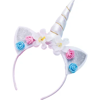 Karnevalová maska Dětská čelenka jednorožec P3993 stříbrná