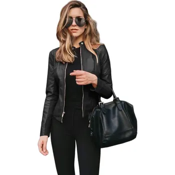 Dámská casual bunda Dámská kožená bunda V150 černá M