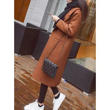 Dámský kabát Stylový dámský vlněný kabát J2748 hnědá S