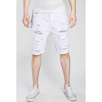Pánské roztrhané džínové kraťasy bílá M