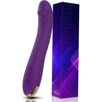 Vibrátor Silikonový vibrátor s realistickou hlavou pravého penisu, přizpůsobivým tvarem, 10 režimy vibrací, USB nabíjením a diskrétním balením fialová