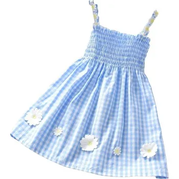 Dívčí šaty Dívčí kostkované šaty N87 světle modrá 5