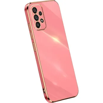 Pouzdro na mobilní telefon Silikonový kryt se zlatými hranami na Samsung Galaxy A04 červená