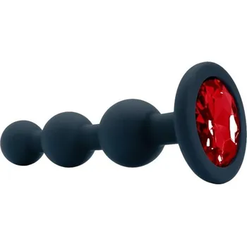 Vibrátor Silikonový anální kolík ve tvaru tří korálků s barevným zakončením pro smyslnou stimulaci a estetický efekt, délka 11 cm, diskrétní balení červená