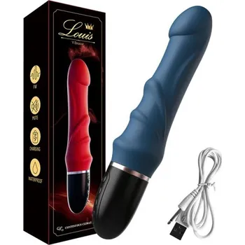 Vibrátor Vibrátor s realistickou hlavou, tvarovaným tělem a 10 vibračními módy 23x4 cm diskrétní balení modrá