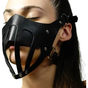 Korzet Kožená maska přes ústa Maska na nastavitelné zapínání přes ústa V295
