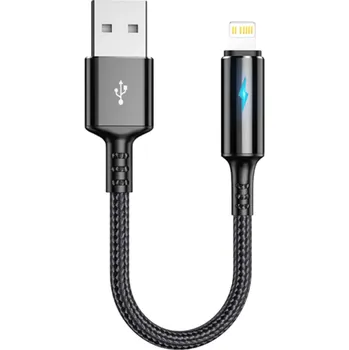 Datový kabel Rychlonabíjecí krátký kabel 25 cm USB A na Lightning 3A rychlé nabíjení iPhone iOS zařízení synchronizace dat kompaktní datový kabel cestovní délka