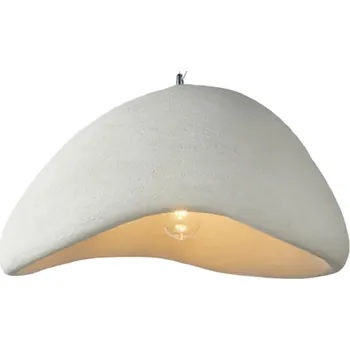 Moderní minimalistický lustr z polystyrenu studená bílá 90-260 V Závěsná japonská lampa s žárovkou E27 Zaoblené stropní svítidlo 150 x 80 cm bílá