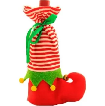 Vánoce Vánoční dekorace na lahev ve tvaru boty J1637 červená