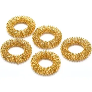 Sada 5 ks akupresurních kroužků na prsty Masážní pružinové kroužky pro stimulaci krevního oběhu a úlevu od stresu Akupresurní masážní pomůcka zlatá