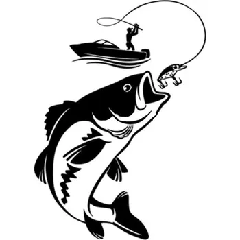 Samolepicí dekorace na vozidlo Samolepka na auto rybář B501 černá