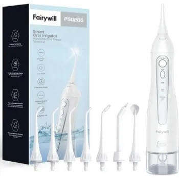 Ústní sprcha Přenosný ústní irigátor s 3 režimy Vodotěsná ústní sprcha s nádržkou s objemem 300 ml Elektrický čistič mezizubních prostor s náhradními hlavicemi IPX7 15,2 x 5 cm bílá