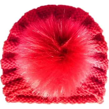 Čepice Dětský turban s bambulí červená