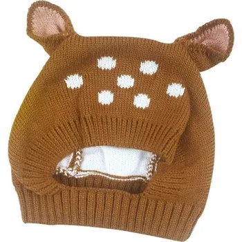 Čepice Zimní dětská čepice s ušima hnědá