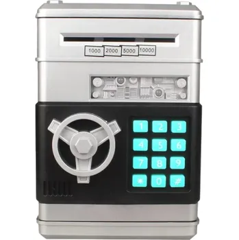 Pokladnička Elektrická kasička na peníze - Trezor stříbrná